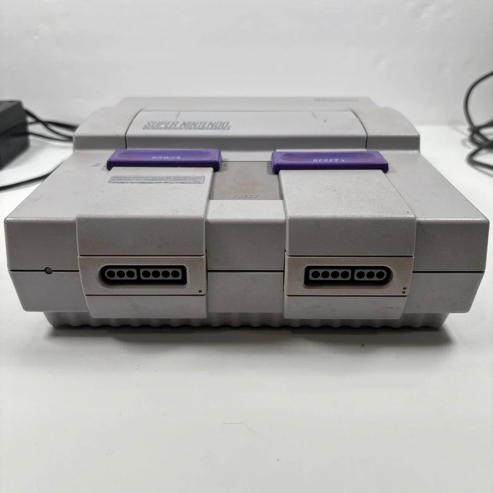 Super Nintendo SNES Console Bundle Mario World Black Bass 1 Controller Tested